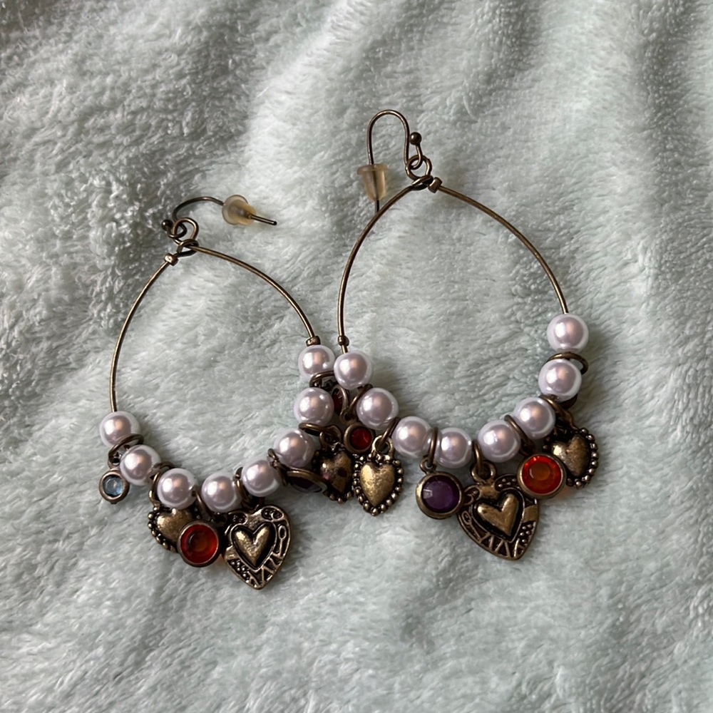 Charm & Pearl Hoop Earrings